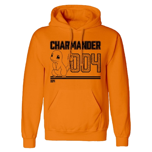 Unisex Sweater mit Kapuze Pokémon Charmander Line Art Orange