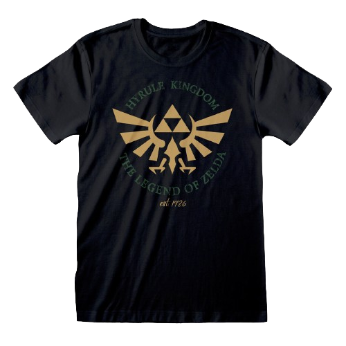 Unisex Kurzarm-T-Shirt The Legend of Zelda Hyrule Kingdom Crest Schwarz